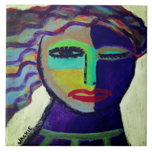 Carreau Moody Portrait Abstrait d'une femme