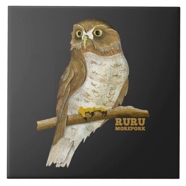 Carreau Morepork Ruru Oiseau de Nouvelle-Zélande (Devant)