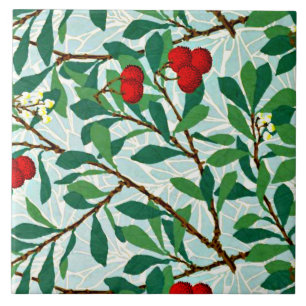 Carreau Morris - Arbatus, rouge baies, célèbre motif
