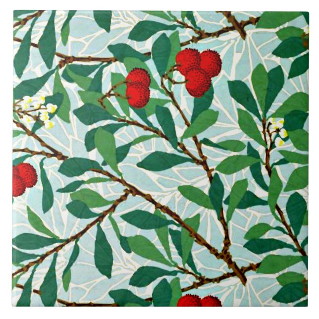 Carreau Morris - Arbatus, rouge baies, célèbre motif (Devant)
