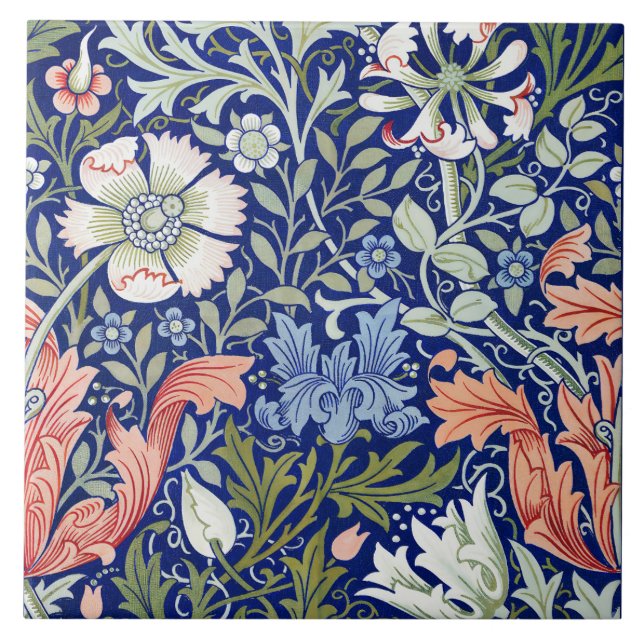 Carreau Morris Blue Arrière - plan 1896 Compton Floral Pat (Devant)