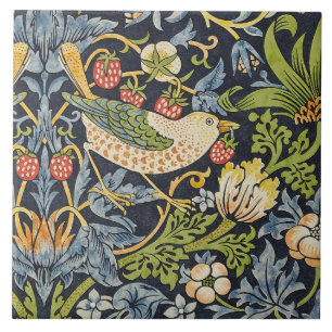 Carreau Morris Voleur de Fraises Bleu Nuit Art Fin Vintage