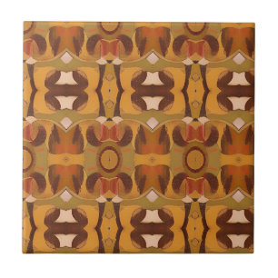 Carreau Mosaic art géométrique brun jaune orangé kitty voi