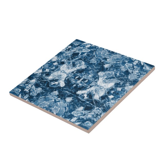 Carreau Mosaic Bleu foncé Motif tribal autochtone (Côté)