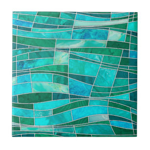 Carreau Mosaic Waves Art - Ocean Gems