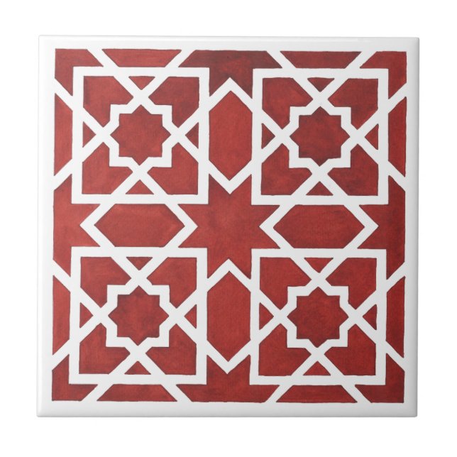 Carreau Mosaïque andalouse rouge SEVILLE (Devant)