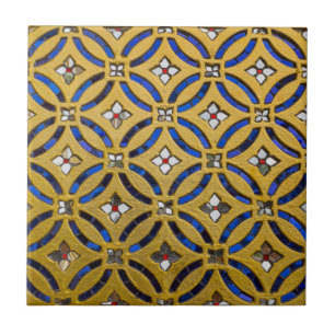 Carreau Mosaïque Art déco Carrelage or et bleu