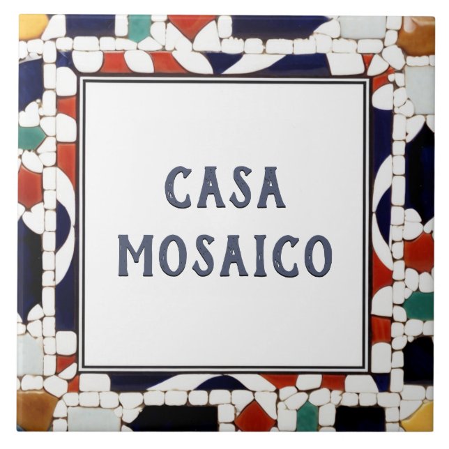 Carreau Mosaïque colorée Bâtiment personnalisé Nom de la m (Devant)
