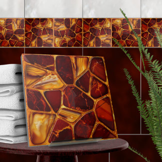 Carreau Mosaïque d'Agate et de pierre carnelienne