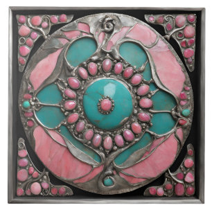 Carreau Mosaïque de mandala inspirée de pierres précieuses