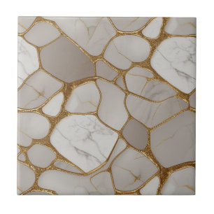 Carreau Mosaïque de marbre doré luxueuse - Élégant origina