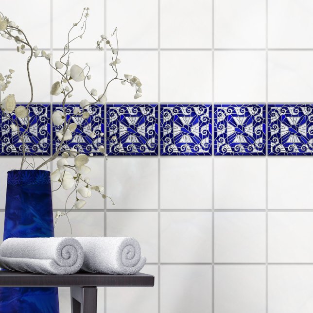 Carreau Mosaïque de mosaïque grecque Art Blue Glass et Pea (Créateur téléchargé)