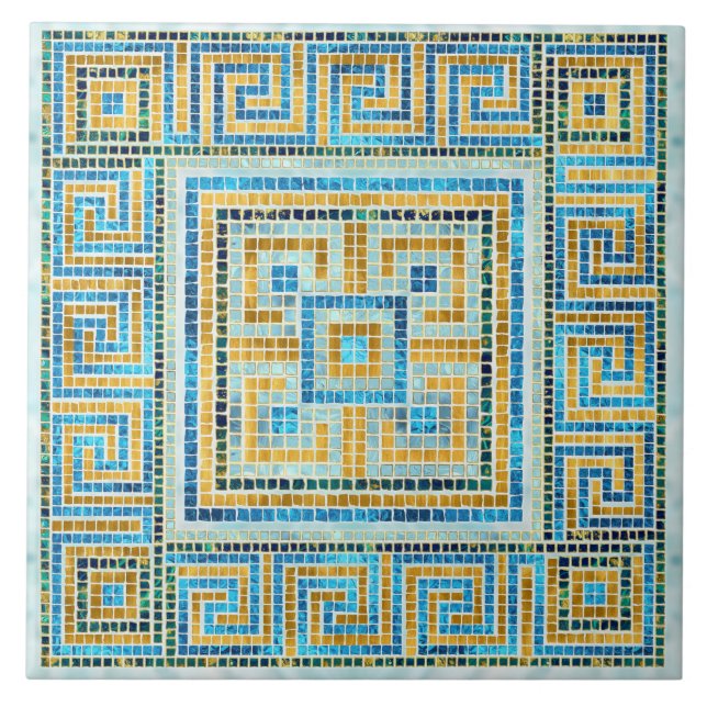 Carreau Mosaïque de mosaïque grecque clé de méandre (Devant)