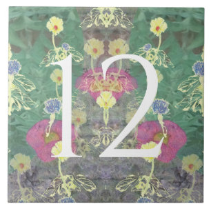 Carreau Mosaïque de numéro de maison Fleur sauvage