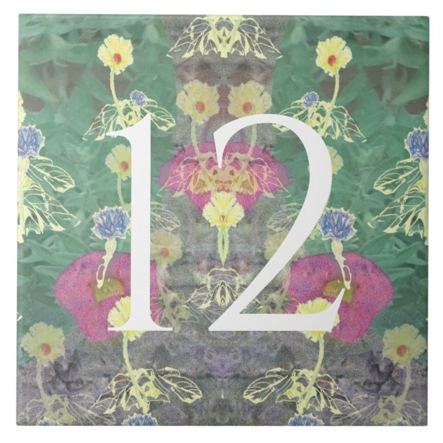 Carreau Mosaïque de numéro de maison Fleur sauvage (Devant)
