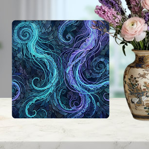 Carreau Mosaïque de tourbillons sarcelle et violets de méd