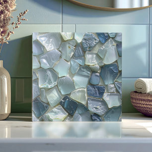 Carreau Mosaïque de verre de mer bleu ID1183