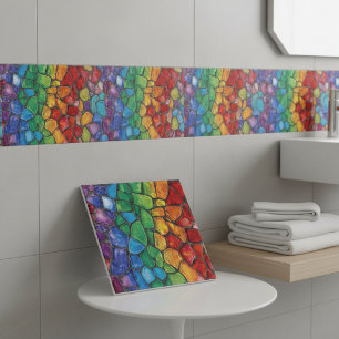 Carreau Mosaïque de verre vibrante arc-en-ciel de fierté