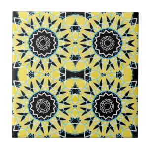 Carreau Mosaïque décorative jaune et noir Motif géométriqu