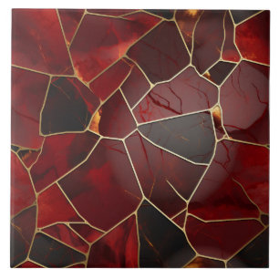 Carreau Mosaïque en marbre rouge or, illustration numériqu