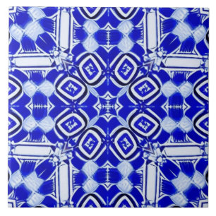 Carreau Mosaïque géométrique bleue blanche