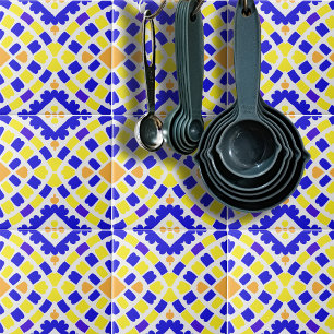 Carreau Mosaïque géométrique Motif bleu orange jaune