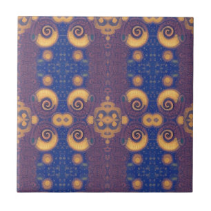 Carreau Mosaïque géométrique plum or marine design kitty v