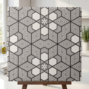 Carreau Mosaïque géométrique symétrique noire et blanche