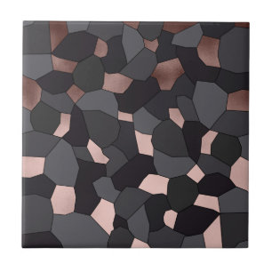 Carreau Mosaïque grise et noire d'or rose élégant élégant
