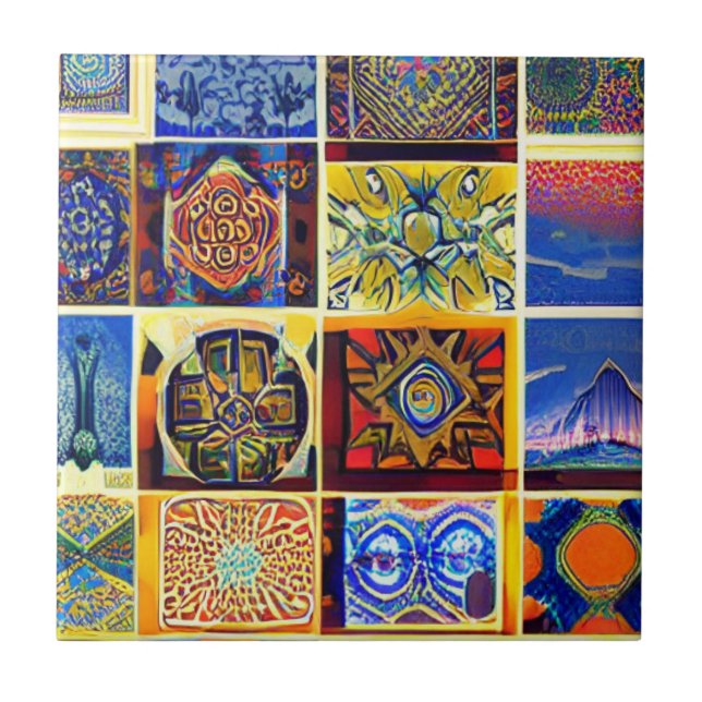 Carreau mosaïque marocaine Art abstrait multicolore (Devant)