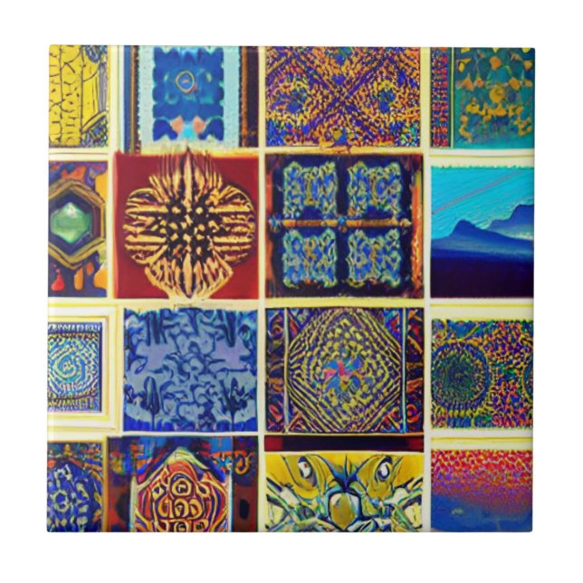 Carreau mosaïque marocaine Art abstrait multicolore (Devant)