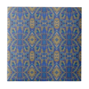 Carreau Mosaïque marocaine bleu jaune design géométrique