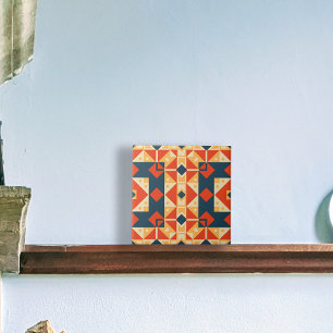Carreau Mosaïque marocaine Bohème Géométrique Rouge Bleu O