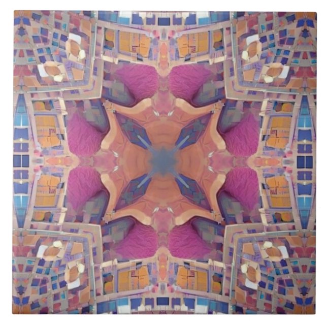 Carreau Mosaïque marocaine design géométrique rose (Devant)