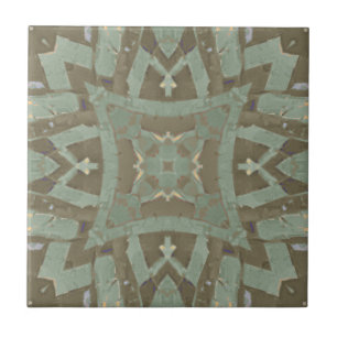 Carreau Mosaïque marocaine géométrique motif vert olive