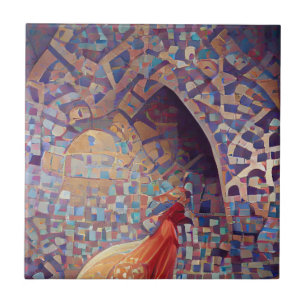 Carreau mosaïque marocaine lavande violette art géométriqu