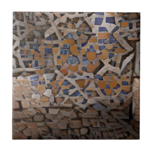 Carreau Mosaïque marocaine marron brique bleue design géom