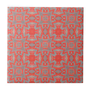 Carreau mosaïque marocaine motif géométrique rouge gris