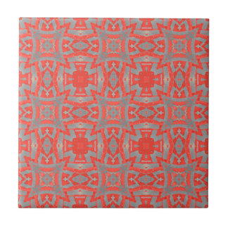 Carreau mosaïque marocaine motif géométrique rouge gris
