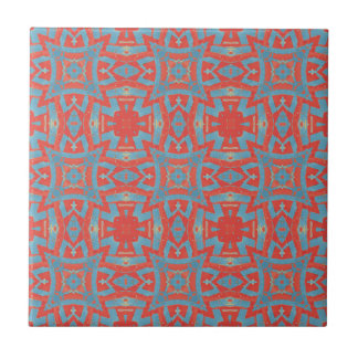 Carreau mosaïque marocaine motif géométrique rouge turquoi