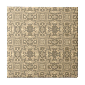Carreau mosaïque marocaine motif géométrique sépia beige