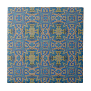 Carreau mosaïque marocaine motif géométrique vert turquois