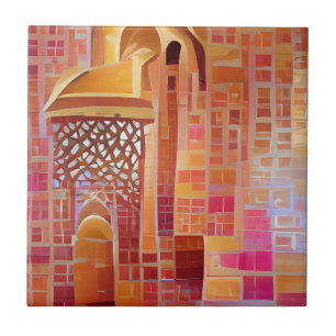 Carreau Mosaïque marocaine mur rose or art géométrique 