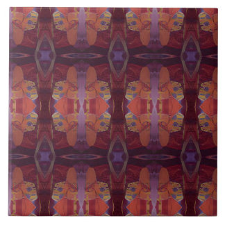 Carreau mosaïque marocaine rouge violet turquoise art géom