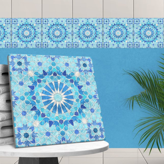 Carreau Mosaïque marocaine Sky Blue et Pearl (Créateur téléchargé)