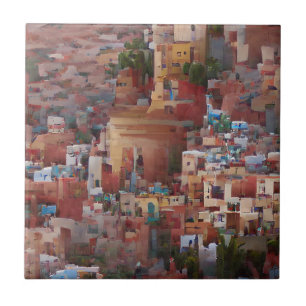 Carreau Mosaïque marocaine ville art numérique abstrait