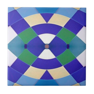 Carreau Mosaïque moderne géométrique bleu vert oeil blanc