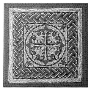 Carreau Mosaïque romaine antique Illustration nuances gris