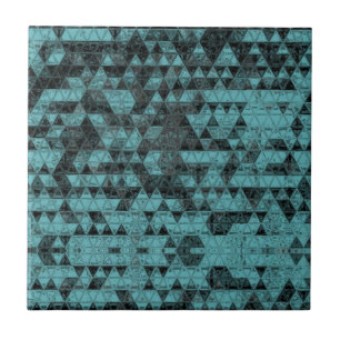 Carreau Mosaïque triangulaire noire et Turquoise