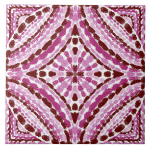 Carreau Mosaïques rose méditerranéenne Peint à la main